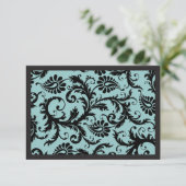 Cartes RSVP-Noir & Aqua Bleu Damas (Debout devant)