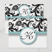 Cartes RSVP-Noir & Blanc Damas Aqua Trier (Devant / Derrière)