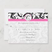 Cartes RSVP-Noir & Blanc Damas Hot Pink Trier (Dos)