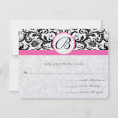 Cartes RSVP-Noir & Blanc Damas Hot Pink Trier (Dos)
