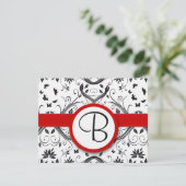 Cartes RSVP-Noir & Blanc Damas Trier Rouge (Debout devant)