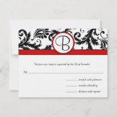 Cartes RSVP-Noir & Blanc Damas Trier Rouge (Dos)
