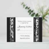Cartes RSVP Noir & Blanc Élégant Mariage (Debout devant)