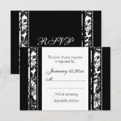Cartes RSVP Noir & Blanc Élégant Mariage (Devant / Derrière)
