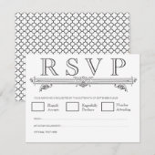 Cartes RSVP Noir & Blanc Quatrefoil Wedding (Devant / Derrière)