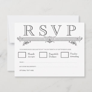 Cartes RSVP Noir & Blanc Quatrefoil Wedding