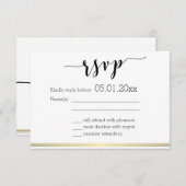 Cartes RSVP Noir Et Blanc Noir Lignes Or (Devant / Derrière)