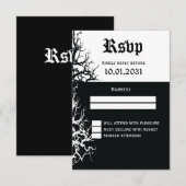 Cartes RSVP Noir Et Blanc Pour Mariage Halloween (Devant / Derrière)