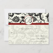 Cartes RSVP-Noir et ivoire Damas Maroon Triage (Dos)