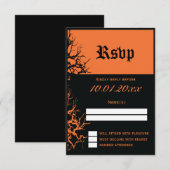 Cartes RSVP Noir Et Orange Halloween Mariage (Devant / Derrière)