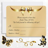 Cartes RSVP noires et or étonnantes avec enveloppe