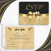 Cartes RSVP noires et or étonnantes avec enveloppe