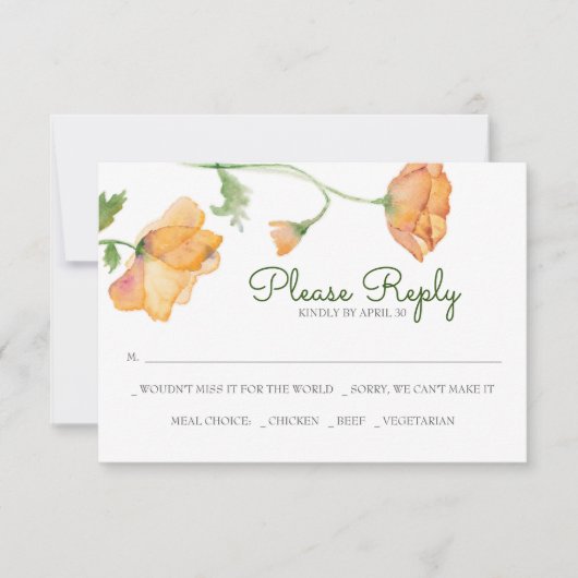 Cartes RSVP Orange Floral (Devant)