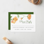 Cartes RSVP Orange Floral (Devant/Arrière en situation)