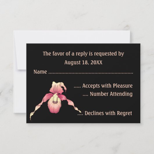 Cartes RSVP Orchidée Lady Slipper Rose (Devant)