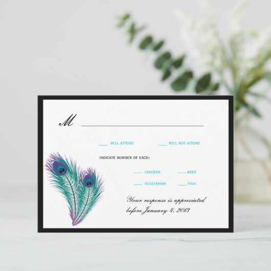 Cartes RSVP Peacock Tuxedo (Debout devant)