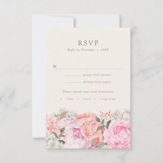 Cartes RSVP Peony (Devant)