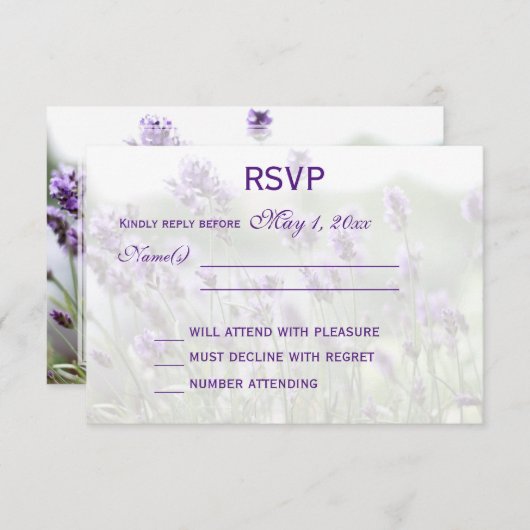 Cartes RSVP personnalisées Lavender Bohemian Weddi (Devant / Derrière)