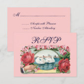 Cartes RSVP personnalisées Swan et Rose (Devant / Derrière)