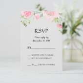 Cartes RSVP Pivoines Rose sur Fond Gris (Debout devant)