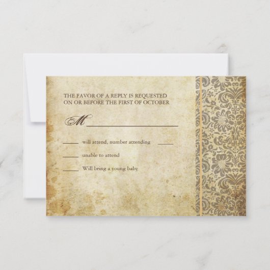 Cartes RSVP PixDezines Fidora Damask (Dos)