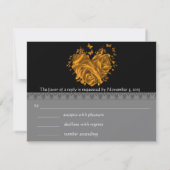 Cartes RSVP pour coeur en or métallique papillon (Dos)