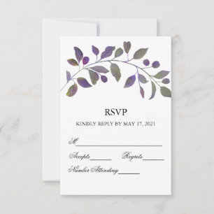 Cartes RSVP pour feuille d'aquarelle Mariage viole