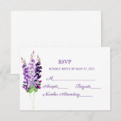 Cartes RSVP pour Lavender couleur Mariage violet (Devant / Derrière)