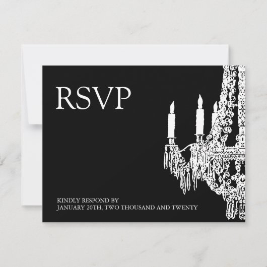 Cartes RSVP pour lustre noir et blanc classique (Devant)