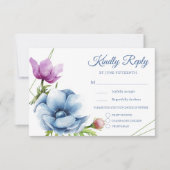 Cartes RSVP pour mariage à l'anémone aquarelle (Devant)