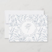 Cartes RSVP pour mariage à monogramme floral bleu (Dos)