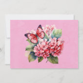 Cartes RSVP pour mariage à papillon rose Hydrangea (Dos)