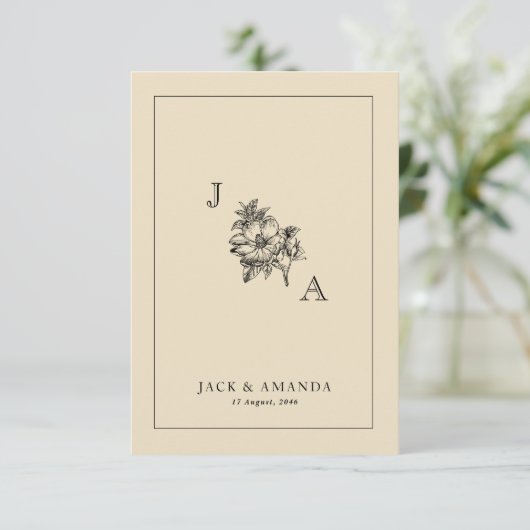 Cartes RSVP pour mariage classique et élégant (Debout devant)