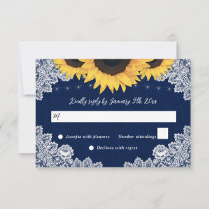 Cartes RSVP pour mariage de la dentelle de tournes