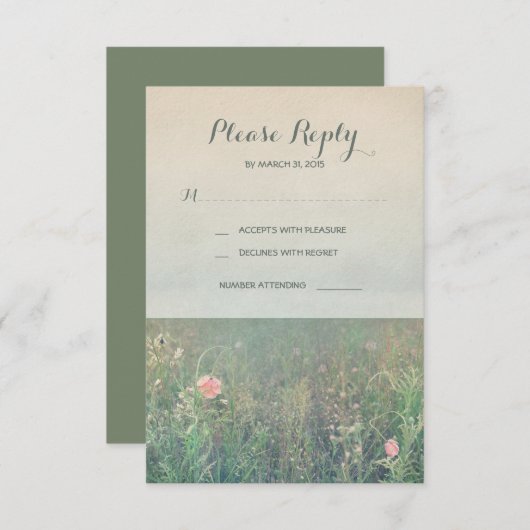 Cartes RSVP pour mariage d'été (Devant / Derrière)