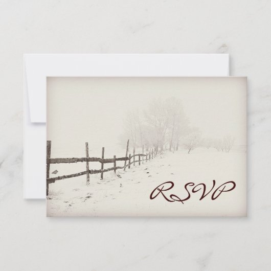 Cartes RSVP pour mariage d'hiver de la clôture rus (Devant)