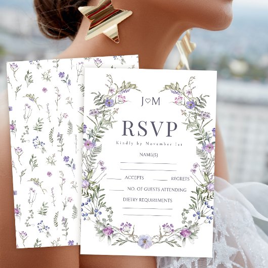 Cartes RSVP pour mariage fleur sauvage de lavande