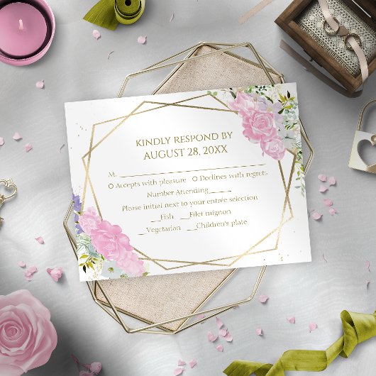 Cartes RSVP pour mariage Fleur sauvage doré