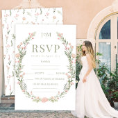 Cartes RSVP pour mariage fleur sauvage rose vert