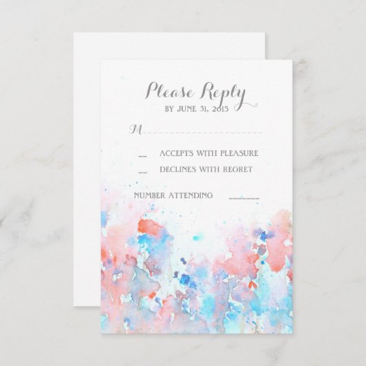Cartes RSVP pour mariage floral aquarelle (Devant / Derrière)