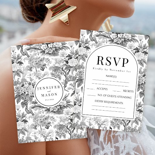 Cartes RSVP pour mariage floral noir