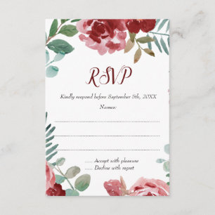 Cartes RSVP pour mariage Foliage Rose de Bourgogne
