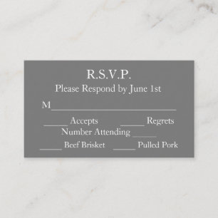 Cartes RSVP pour mariage officiel gris et blanc él