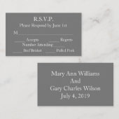 Cartes RSVP pour mariage officiel gris et blanc él (Devant / Derrière)