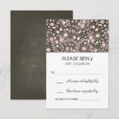 Cartes RSVP pour mariage rose brun rose (Devant / Derrière)