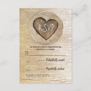 Cartes RSVP pour mariage rustique au coeur de bois