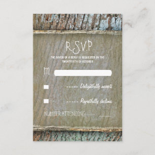 Cartes RSVP pour mariage rustique en bois d'arbre