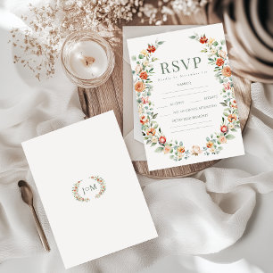 Cartes RSVP pour mariage rustique orangé en terre 