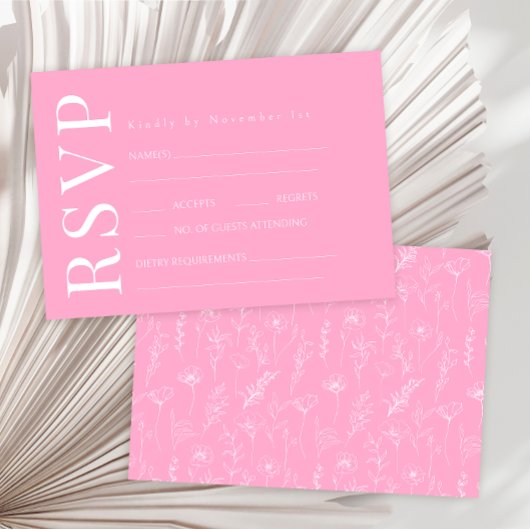 Cartes RSVP pour mariage rustique rose chaud