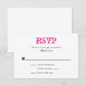Cartes RSVP pour mariage simple rose chaud (Devant / Derrière)